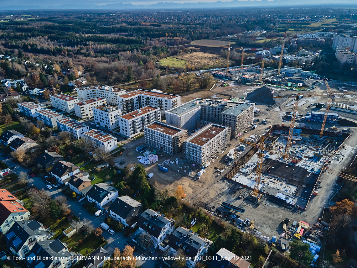 19.11.2021 - Luftbilder von der Baustelle Alexisquartier und Pandion Verde in Neuperlach